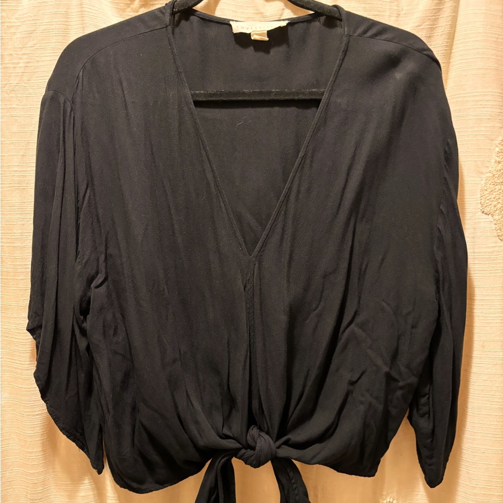 Love Stitch Black waist tie blouse- Size M
